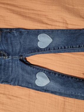 Old Navy Dark Blue Kids Jeans with Light Blue Heart Patches